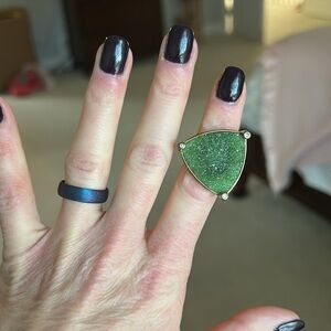 Green Garnet Druzy Ring